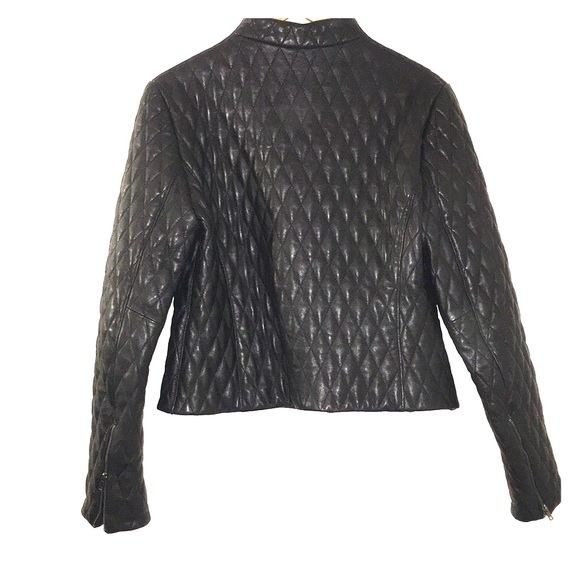 JONES NY creamy quilted black leather jack… - Picture 2 of 8